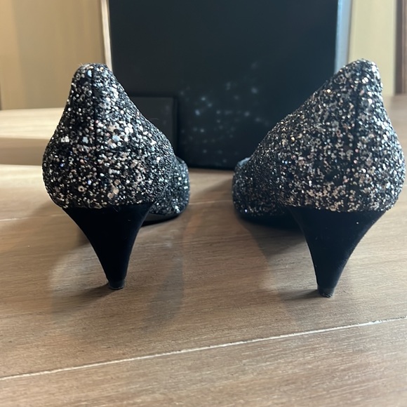 Saint Laurent heels, size 36+, black & silver glitter with a small kitten heel. - Picture 7 of 7